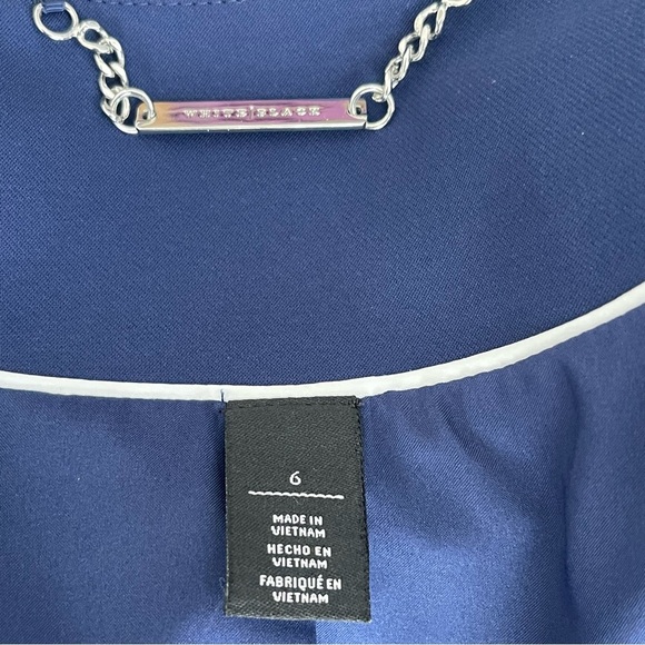 White House Black Market Navy Cropped Blazer Women's Size 6 Open Front Versatile - Picture 7 of 8